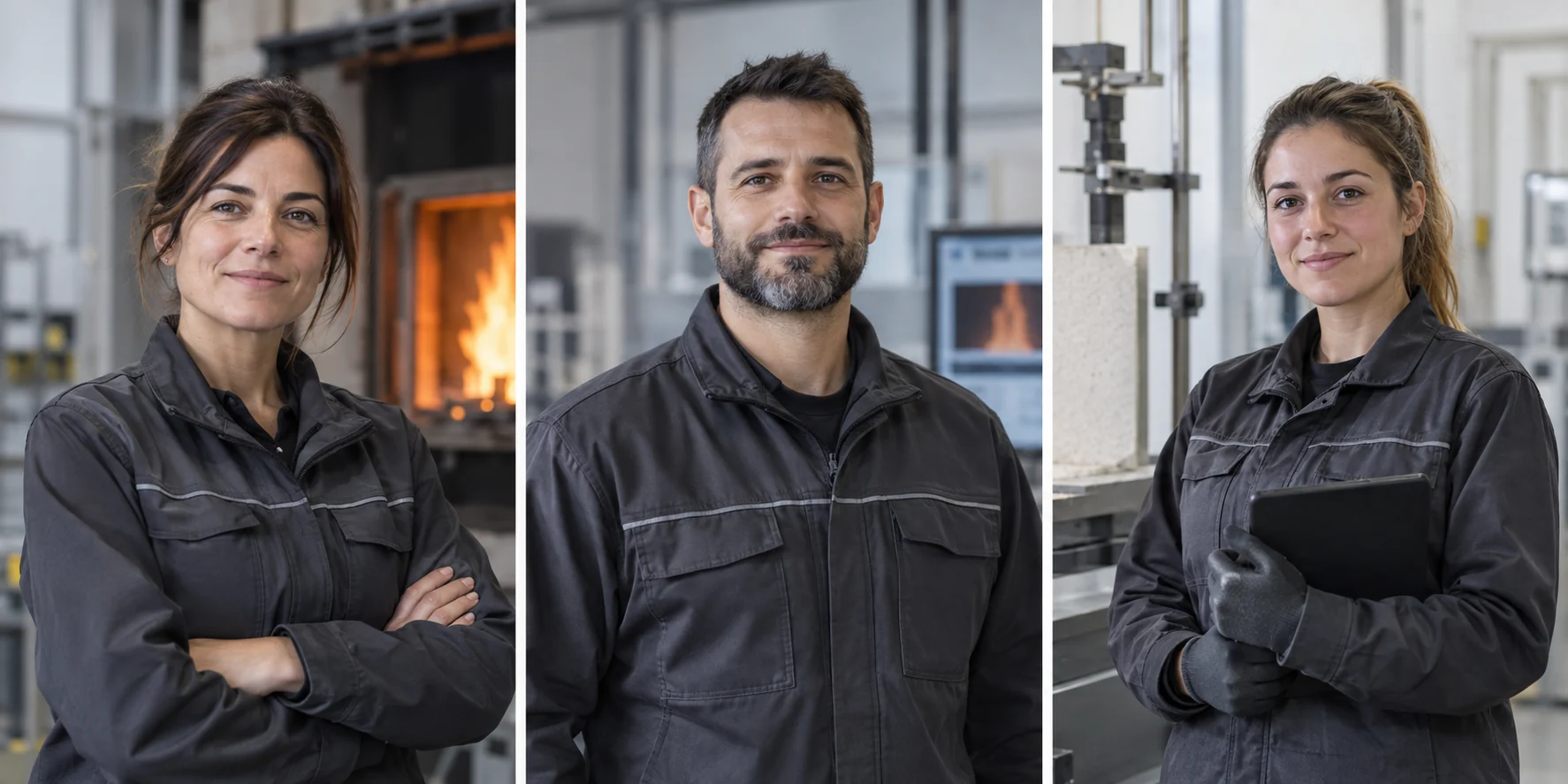Representación visual de tres perfiles del equipo técnico